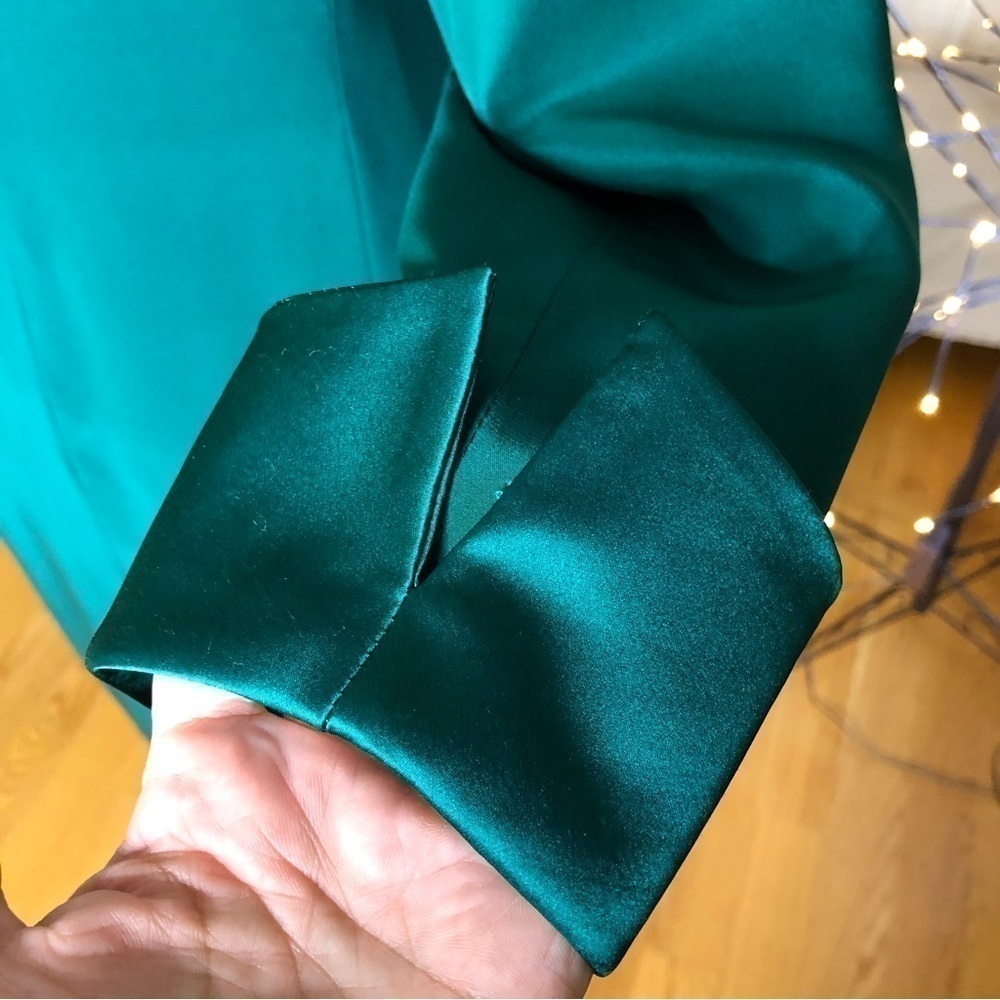Vintage PSI Night Silk Wrap Power Dress Green 10 - Picture 8 of 15
